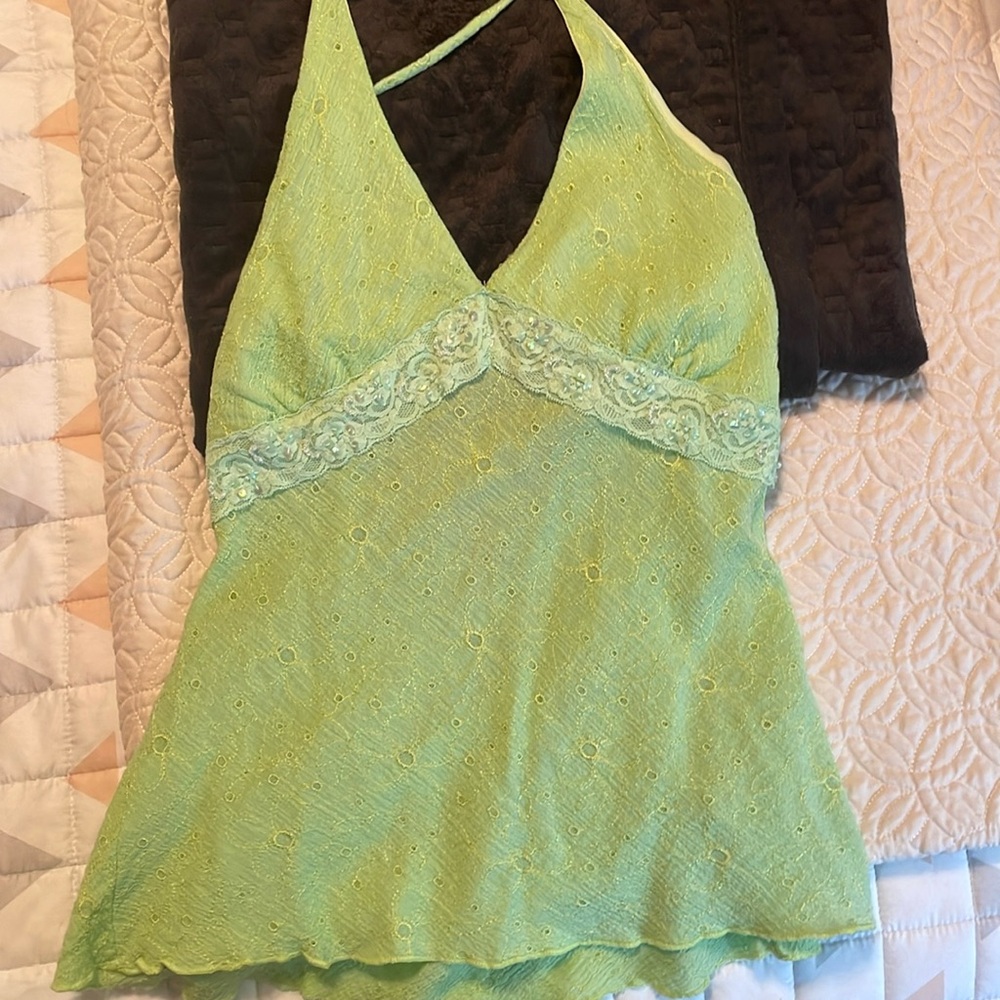 Mint green halter top